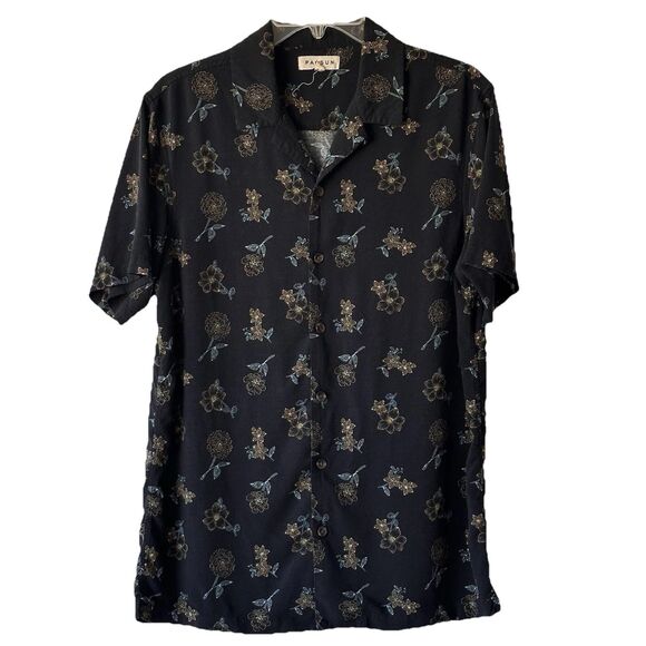 PacSun Tops - Pac Sun Women’s Button Down Shirt Short Sleeve Collar Black and Floral Size M